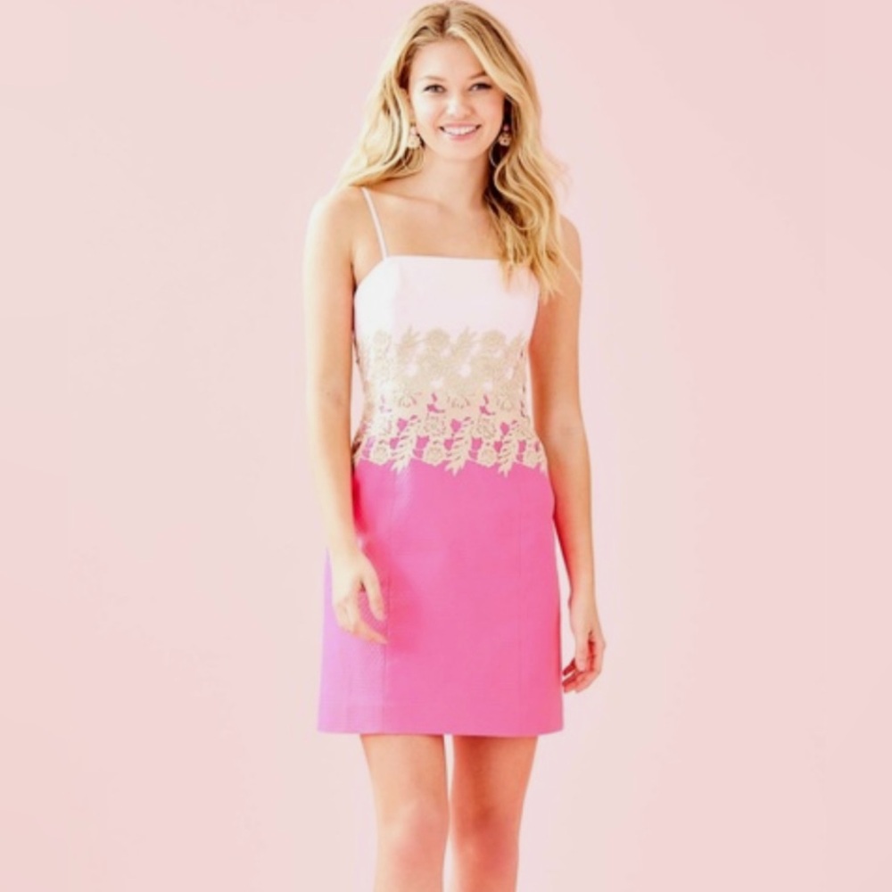 Lilly Pulitzer Pink Kade Dress with Gold Details
